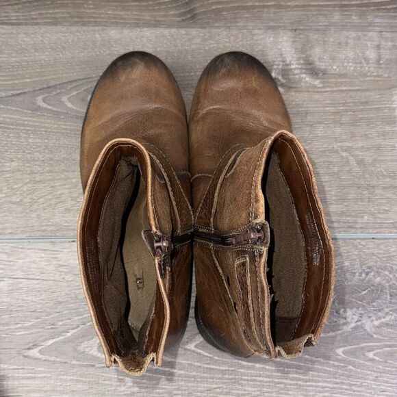 Earth Redwood Almond Brown Leather Women’s Sz 10B Buckle Zip Studded Ankle Boots - Picture 5 of 11